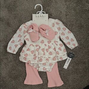Nicole Miller Pink Heart Bib Set
